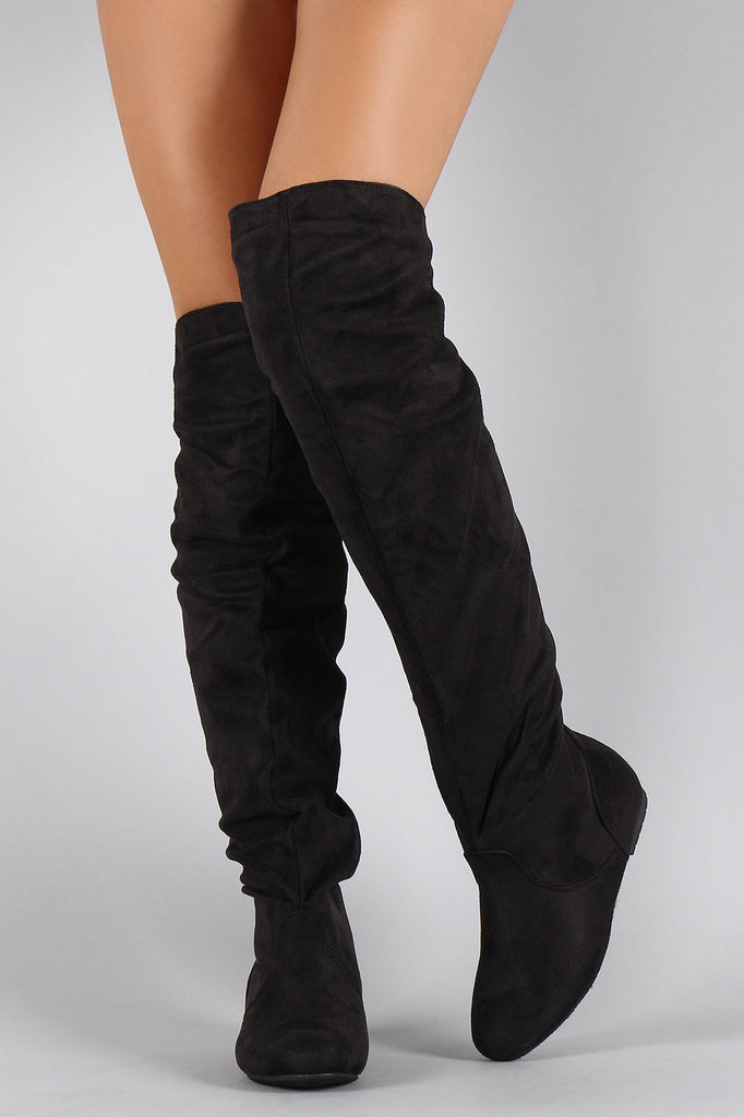 Suede Slouchy Thigh High Boots