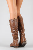 Breckelle Round Toe Lace Up Combat Knee High Boot