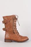 Zipper Round Toe Military Lace Up Boot