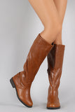 Elastic Back Round Toe Riding Knee High Boot