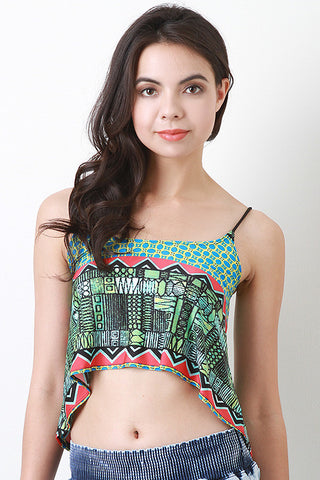 Flared Print Crop Top