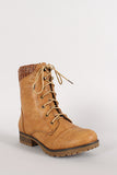 Sweater Collar Military Lace Up Boot