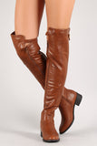 Elastic Panel Buckle Riding Over-The-Knee Boots