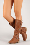 Buckle Zipper Trim Riding Knee High Boot