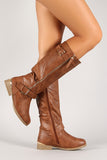 Buckle Zipper Trim Riding Knee High Boot