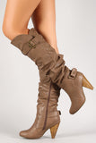 Slouchy Tapered Heel Knee High Boot