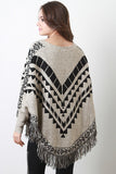 Tribal Fringe Knit Poncho Top