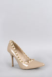 Wild Diva Lounge Patent Pyramid Studded Pointy Toe Pump