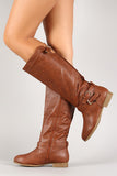 Thin Straps Almond Toe Mid Calf Boot