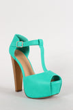 Breckelle Peep Toe T-Strap Platform Heel