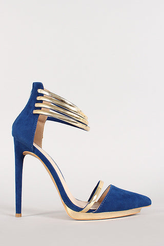 Liliana Faux Suede Pointy Toe Strappy Heels