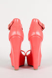 Breckelle Ankle Buckle Open Toe Platform Wedge