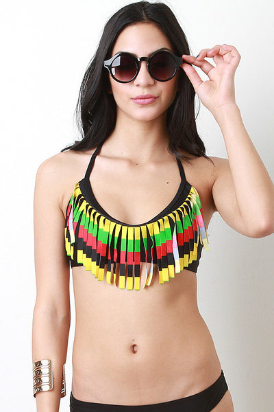 Colorful Fringe Bikini Top