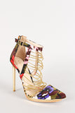 Liliana Camouflage Elastic Strappy Pointy Toe Heel