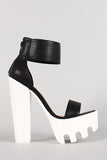 Wild Diva Lounge Two Tone Lug Sole Open Toe Heel