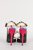 Wild Diva Lounge Pyramid Stud Colorblock Pointy Toe Pump