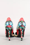 Breckelle Floral Dorsay Pointy Toe Stiletto Pump