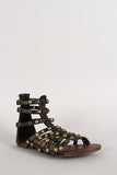 Wild Diva Lounge Studded Strappy Gladiator Flat Sandal