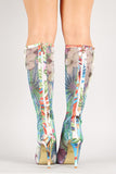 Tropical Floral Mesh Peep Toe Stiletto Boot