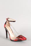 Liliana Camouflage Lucite Ankle Strap Pointy Toe Pump