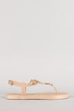 Jelly Enamel Shamrock Thong Flat Sandal