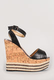 Liliana Snake Embossed Chain Platform Wedge