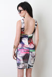Striped Mesh Magazine Dress