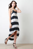 Striped High-Low Maxi Dress