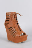 Strappy Lace Up Platform Wedge