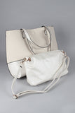 Pebbled Leatherette Two-Tone Reversible Bag