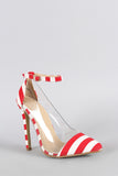 Striped Lucite Pointy Toe Stiletto Pump