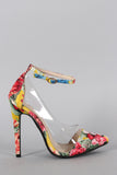 Liliana Floral Lucite Pointy Toe Stiletto Pump