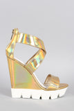 Bamboo Hologram Lug Sole Platform Wedge