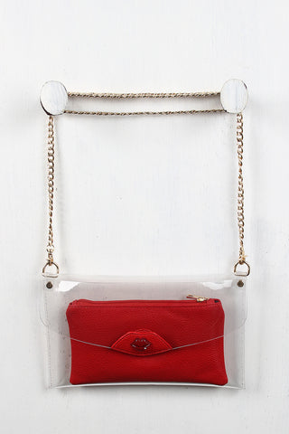 Kiss Clear Envelope Clutch Bag