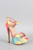 Liliana Feather Open Toe Platform Heel