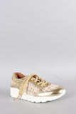 Metallic Tweed Round Toe Sneaker