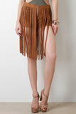 Long Fringe Suedette Shorts