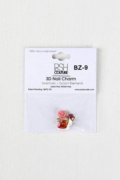 Multicolor Rose and Cube Cluster Reusable Nail Charm