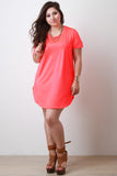 Neon Coral Chain Necklace Tunic In Plus Sizes