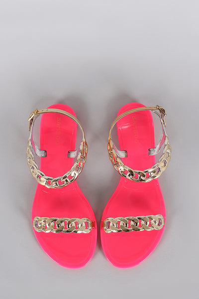 Bamboo Jelly Neon Chain Flat Sandal