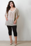Plus Size Flowy Chiffon Crochet V-Neck Top