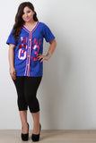 Plus Size Swag Baseball Jersey Top