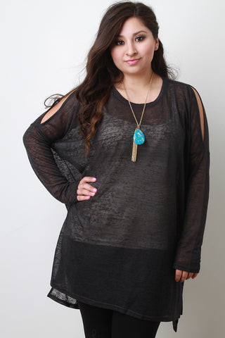 Plus Size Arm Slit Boxy Top