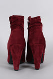 Bamboo Suede Slouchy Round Toe Platform Heeled Booties