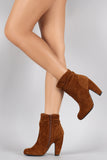 Bamboo Suede Slouchy Round Toe Platform Heeled Booties