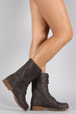 Bamboo Combat Contrasting Flat Ankle Boots