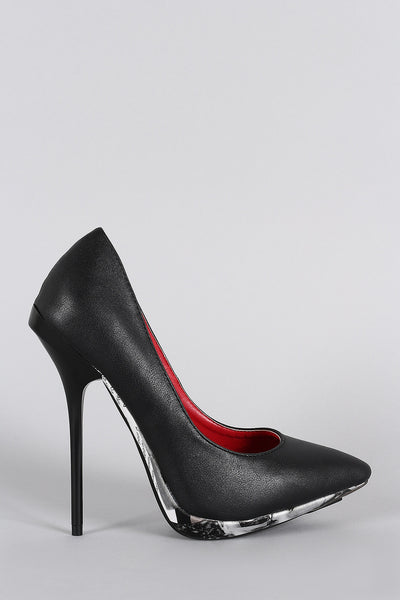 Liliana Magazine Print Pointy Toe Stiletto Pump