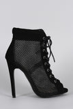 Qupid Mesh Lace Up Booties