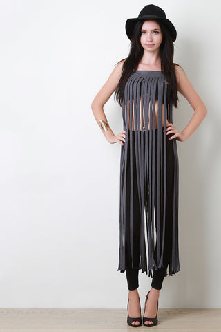 Suede Falling Fringe Maxi Top