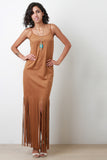 Suede Fringe Maxi Dress